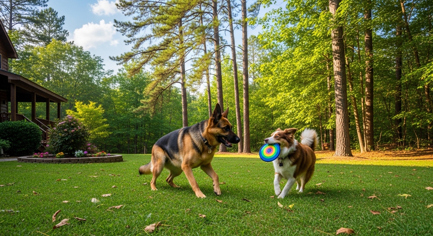 Dog watching sunset from the deck